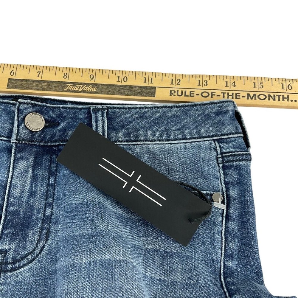 Liverpool Jeans Women's Sz 28" Blue The Crop Straight w/ Embroidered Hem Nwt - Picture 7 of 10